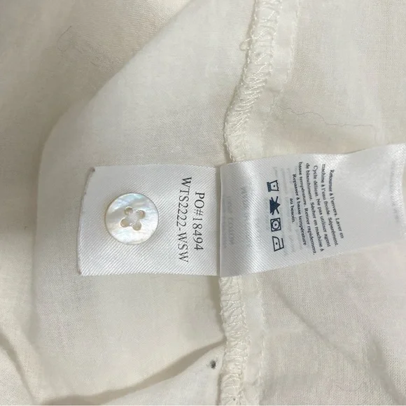 Faherty Shirt Womens Ivory Organic Cotton Popover Short Sleeve Pockets - Picture 9 of 13